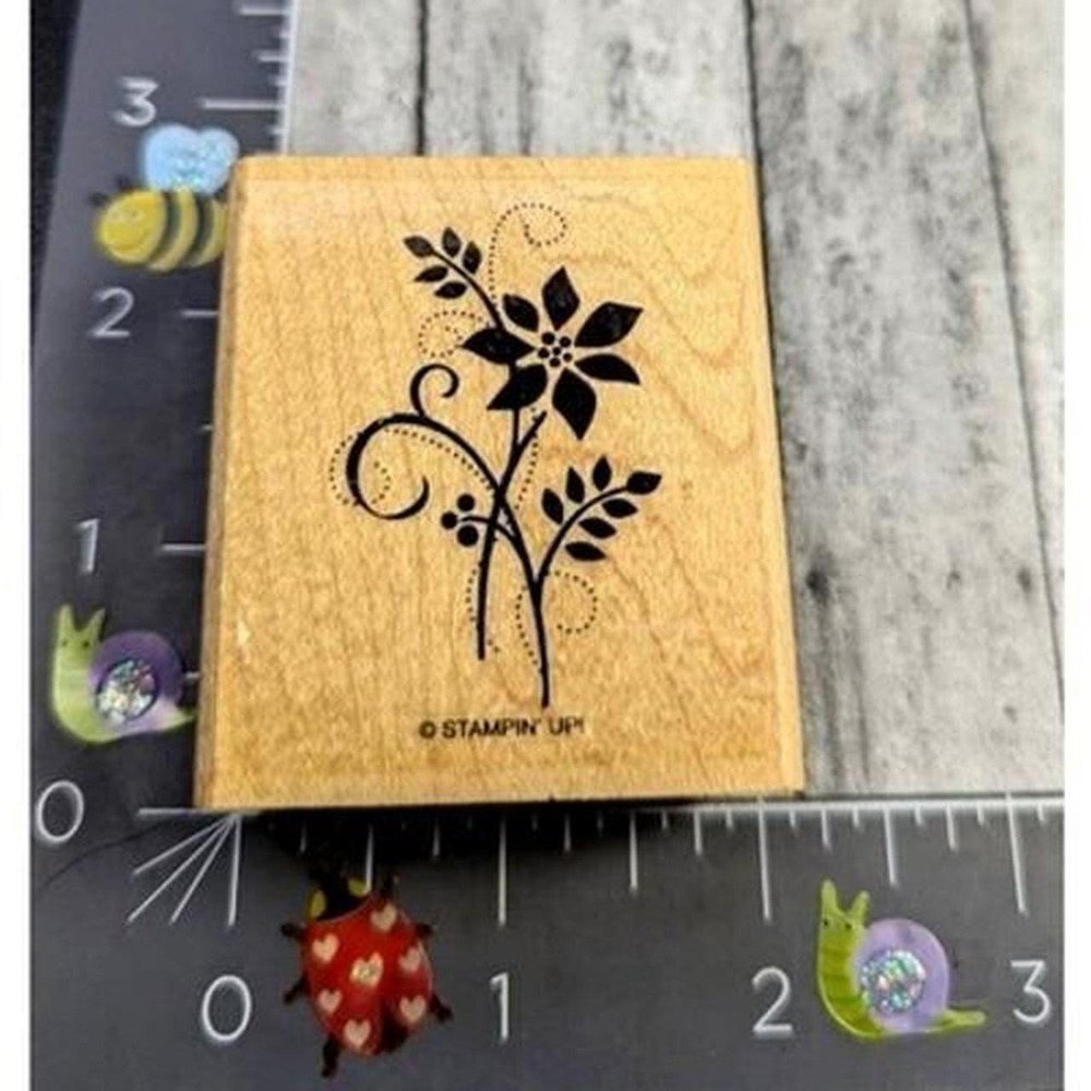 Stampin' Up! Flower Flourish Leafy Branch Rubber Stamp Wood #B15